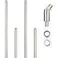 Canomo Chandelier Light Extension Poles Rods Lighting Fixture Downrods with 1/8 IP Threaded Pipes and 180 Degrees Sloped Adapter for Pendant Light, Nickel (12 Inch and 6 Inch)