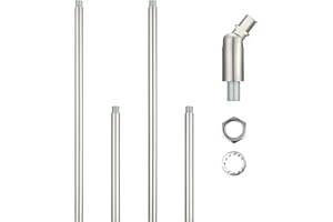 Canomo Chandelier Extension Poles Lighting Fixture Downrods with 1/8-IP Threaded 3/8" Diameter Insert Pipes and 180 Degrees Sloped Adapter for Pendant Light, Nickel (12 Inch and 6 Inch)