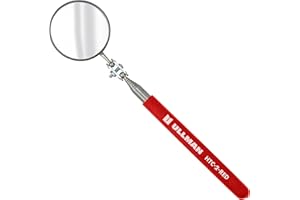 Ullman HTC-2 Pocket Size Telescoping Inspection Mirror with 2.25 inch Round Mirror and Red Handle - Perfect for Mechanics, Contractors, HVAC Technicians, and Trade Professionals