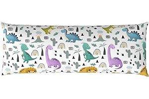 NMBVCXZ Cute Dinosaurs Body Pillow Pillowcase 20"x 54" Body Pillow Cover with Hidden Zipper Body Pillow Case Gifts for Women Men Boys Girls