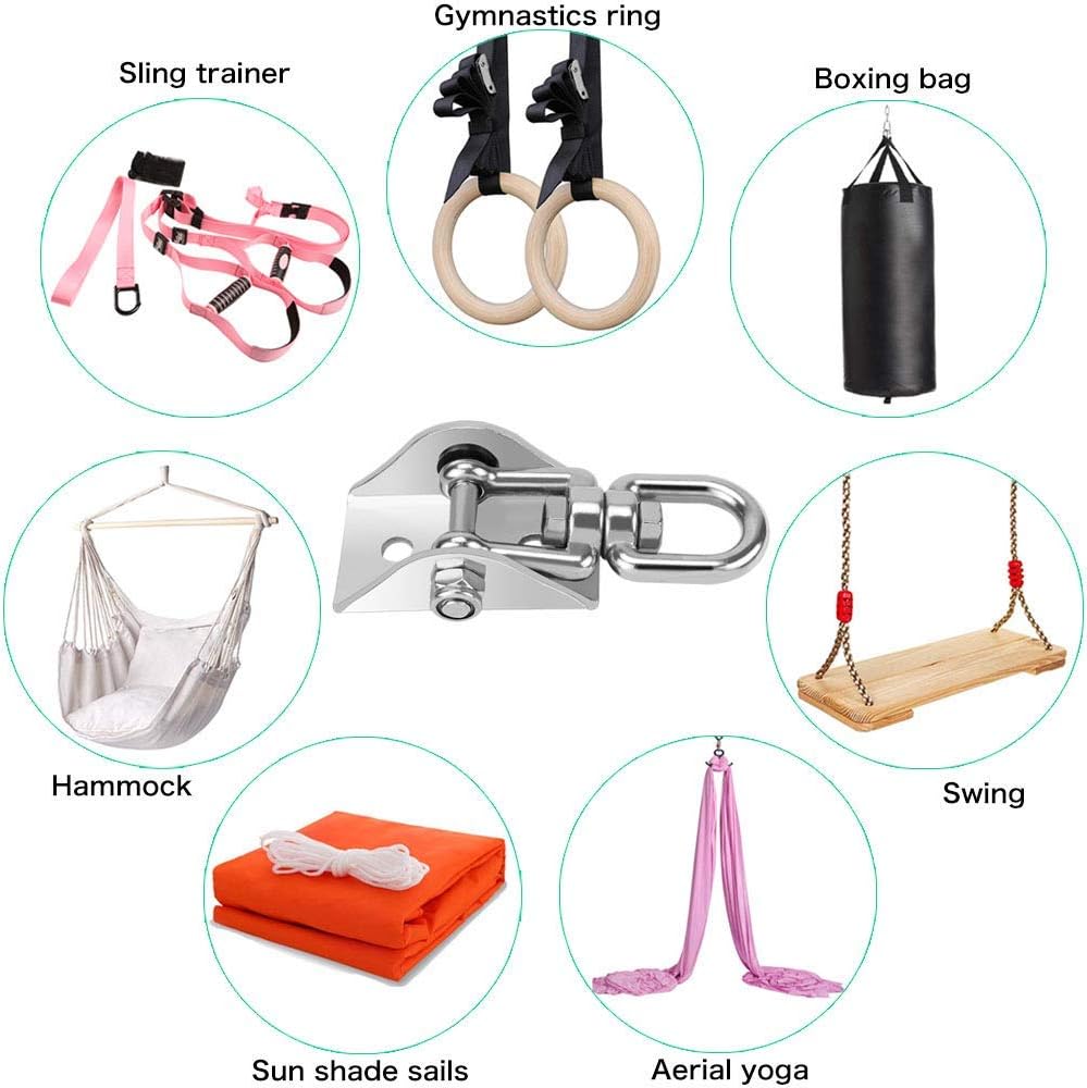 Houson Innovative 1200 LB Capacity 2 PCS Stainless Steel 304 Heavy Duty Swing Hangers 360°Rotate for Wooden Concrete Swing Set Suspension Hooks for Trapeze Yoga Swingset Hammock Swing Gym: Toys & Games