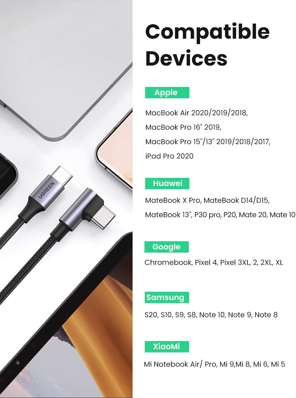 UGREEN USB C to USB C Cable 100W Fast Charger Data Transfer Cable Compatible with MacBook Pro/Air 2022 iPad Pro 2021 - Image 5