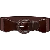 JASGOOD Women Wide Stretch Belt,Vintage Chunky Buckle Elastic Waist Belts Patent Leather Belt 50s Belt for Dress