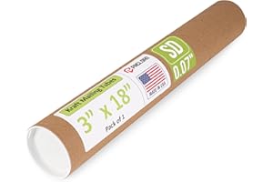 Paclord 3" x 18" Reinforced Kraft Paper Mailing Tube, Pack of 1 Tube with 2 Caps – Secure USPS Approved Poster Tube – Cardboard Tube for Shipping and Storing of Posters, Prints, Artwork, or Documents