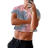 Karlywindow Mens Cropped Tank Top Short Sleeve Print Cotton Crop T Shirt Hot Shirts
