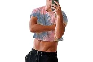 Karlywindow Mens Cropped Tank Top Short Sleeve Print Cotton Crop T Shirt Hot Shirts