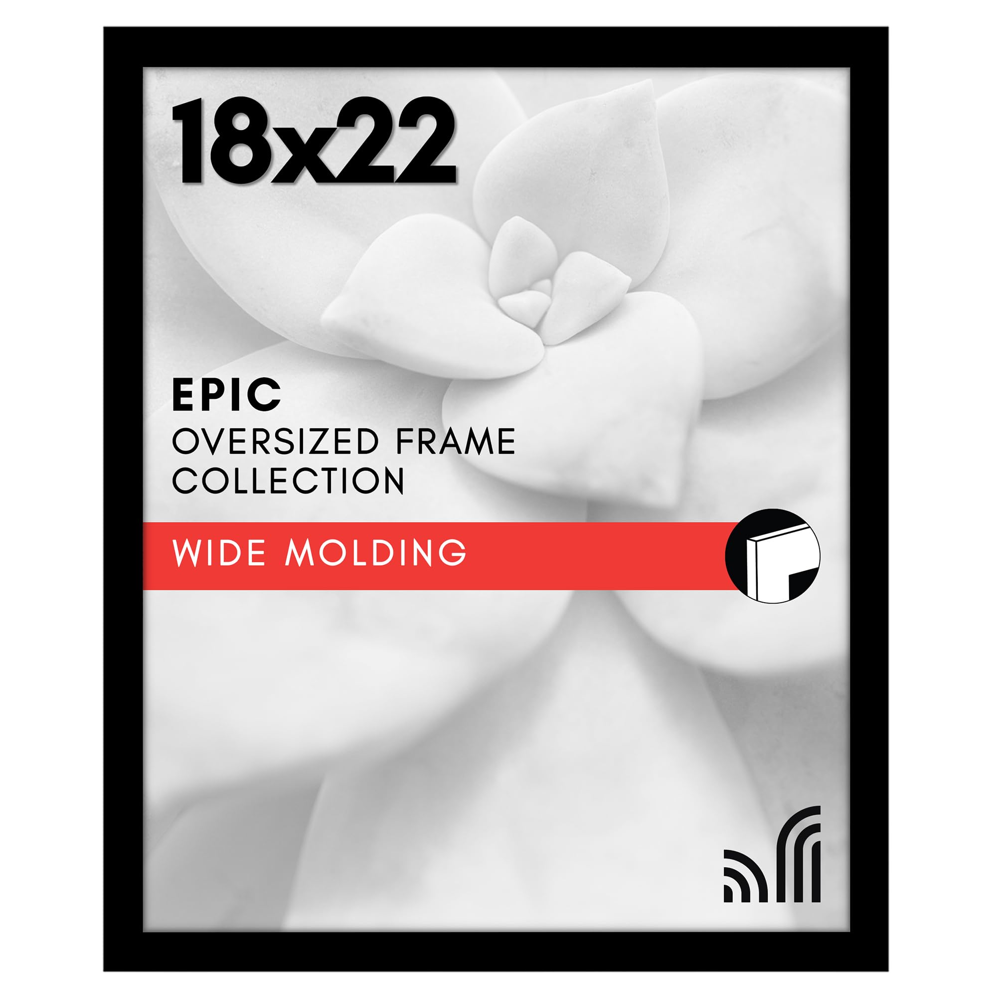 Americanflat 18x22 Picture Frame with Polished Plexiglass - Black Picture Frame - Wide Photo Frames Made of Engineered Wood for Vertical or Horizontal Wall Display - Epic Collection - Black Image