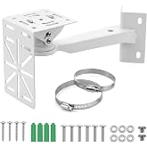 QWORK Security Camera Mount Bracket, Universal L-Shape Dome Camera Bracket, Wall &amp; Ceiling Mount for Security CCTV Cameras, Vertical Pole Bracket &amp; Hoop