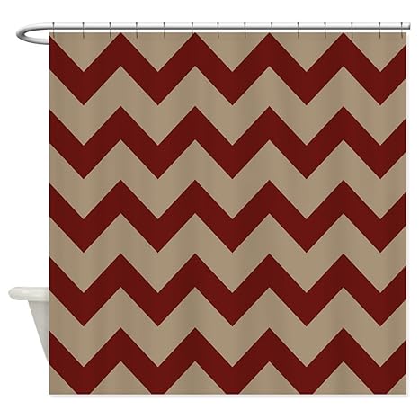 Amazon Com Cafepress Burgundy And Tan Chevron Shower Curtain
