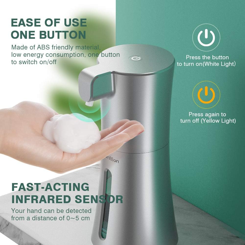 [Updated Version] HadinEEon Automatic Soap Dispenser, 12 Oz Touchless Foam Soap Dispenser, Waterproof Foaming Hand Soap Dispenser for Bathroom, Kitchen: Home & Kitchen