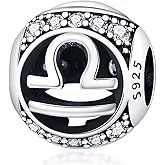 TINSLO Zodiac Sign Bead Birthday Charms 925 Sterling Silver Birthstone Charms Fits Women's Charm Bracelet & Necklace Bangle Gifts