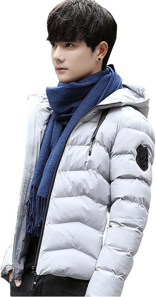 Amazon 韓流 ダウンジャケット メンズ 中綿入れ ダウンコート ビジネスコート 軽量 ライトダウン ビジネス フード付き 中綿 ライトダウン アウター ブルゾン ジャンパー ｍ ライトグレー コート ジャケット 通販