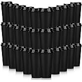Domensi 30 Pack Reusable Coffee Cups with Lids 16 oz Disposable Travel Cups Bulk Plastic to Go Coffee Tumblers for DIY Hot Cold Drink Party Favors Coworker, Microwaveable (Black)