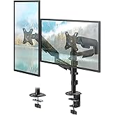 PUTORSEN Dual Monitor Stand for 17-32 Inch Screens,Holds up to 19.8lbs, Full Motion Adjustable Tilt Swivel Rotation, Space-Saving Desk Mount with C-Clamp & Grommet, VESA 75/100mm