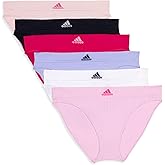 adidas Women's Seamless Bikini Underwear Multipack, Wonder Pink Ribbed/White/Violet Tone/Real Magenta Ribbed/Black/Peach Whip, Medium