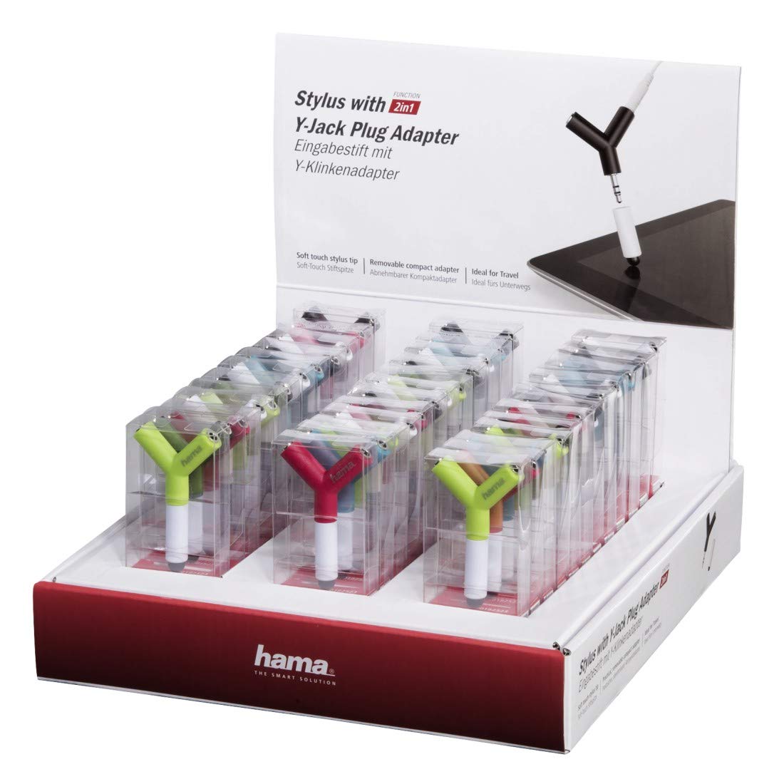 Hama 2-in-1 Stylus with Y-Jack Adaptor in Display Stand