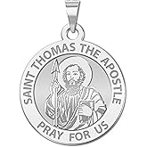 PicturesOnGold.com Saint Thomas the Apostle Religious Medal - 2/3 Inch Size of Dime, Sterling Silver