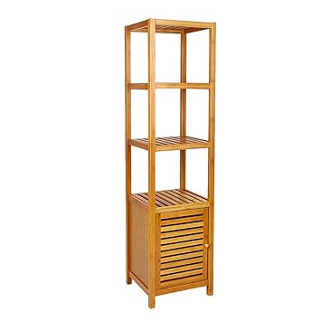 Free Standing 5 Tier Stand Bamboo Bathroom Shelf Storage Cabinet