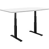 Autonomous Classic Sit-to-Stand Desk with Black Frame, Solid White Top