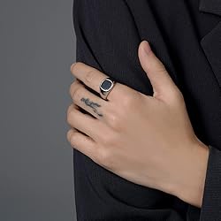 MYNENEY 14K Gold/Silver/Black Plated Square Signet