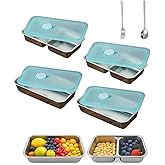Sanbo Stainless Steel Snack Box with Lids - 4 Pack Grab and Go Snack Containers, Leakproof & Reusable Bento Boxes with Spoon & Spork, Dishwasher Safe for Travel, Lunch, Camping & Family Meals