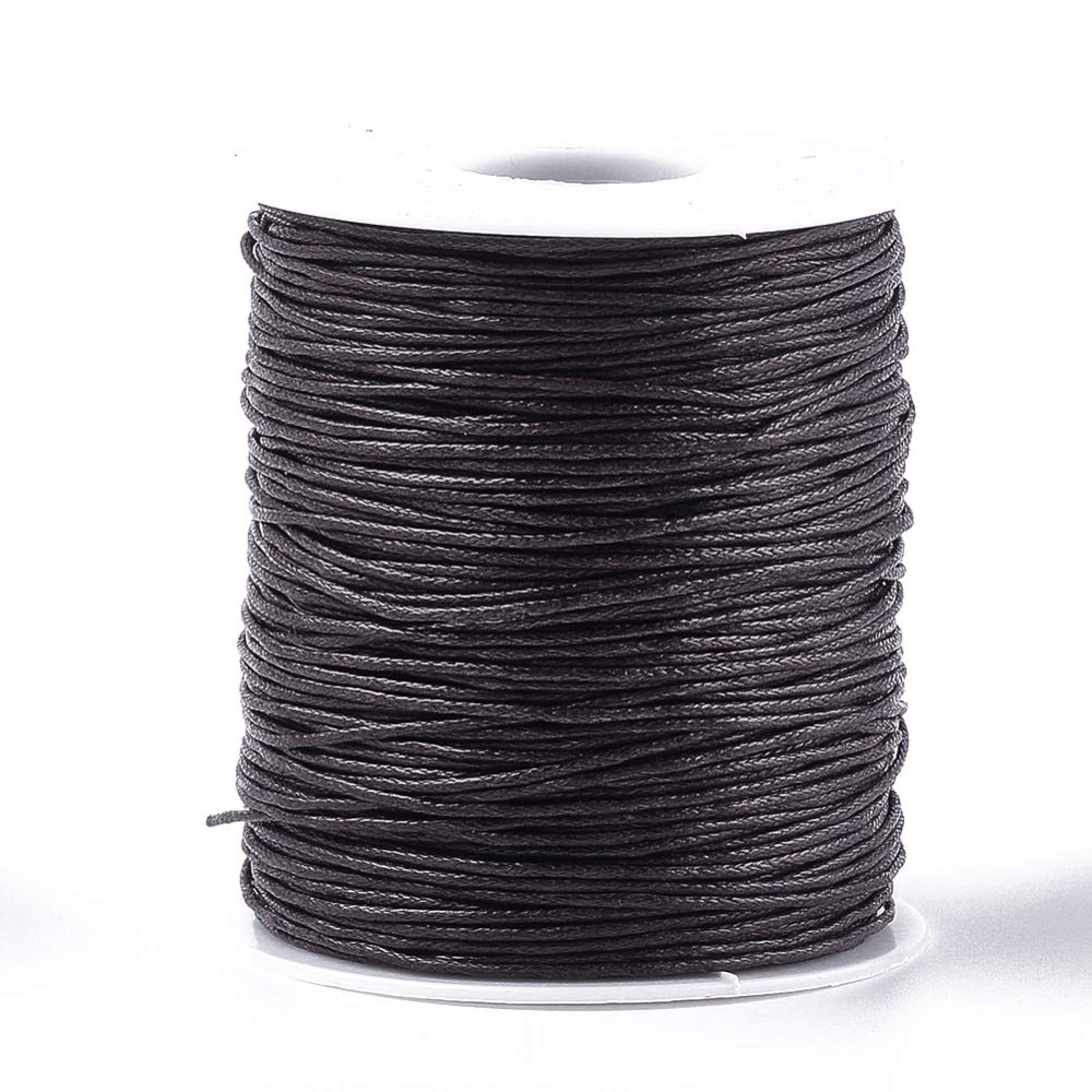UR URLIFEHALL 100 Yards Coconut Brown 1mm Waxed Cotton Cord Macrame Waxed Beading Thread String for Braided Bracelet DIY Making