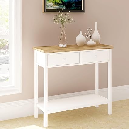 Keinode Console Table Modern White End Table Coffee Side Table