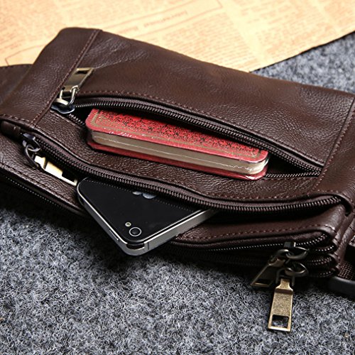 Genuine Leather Belt Men & Women Fanny Pack Travel Passport Bum Hip Bag