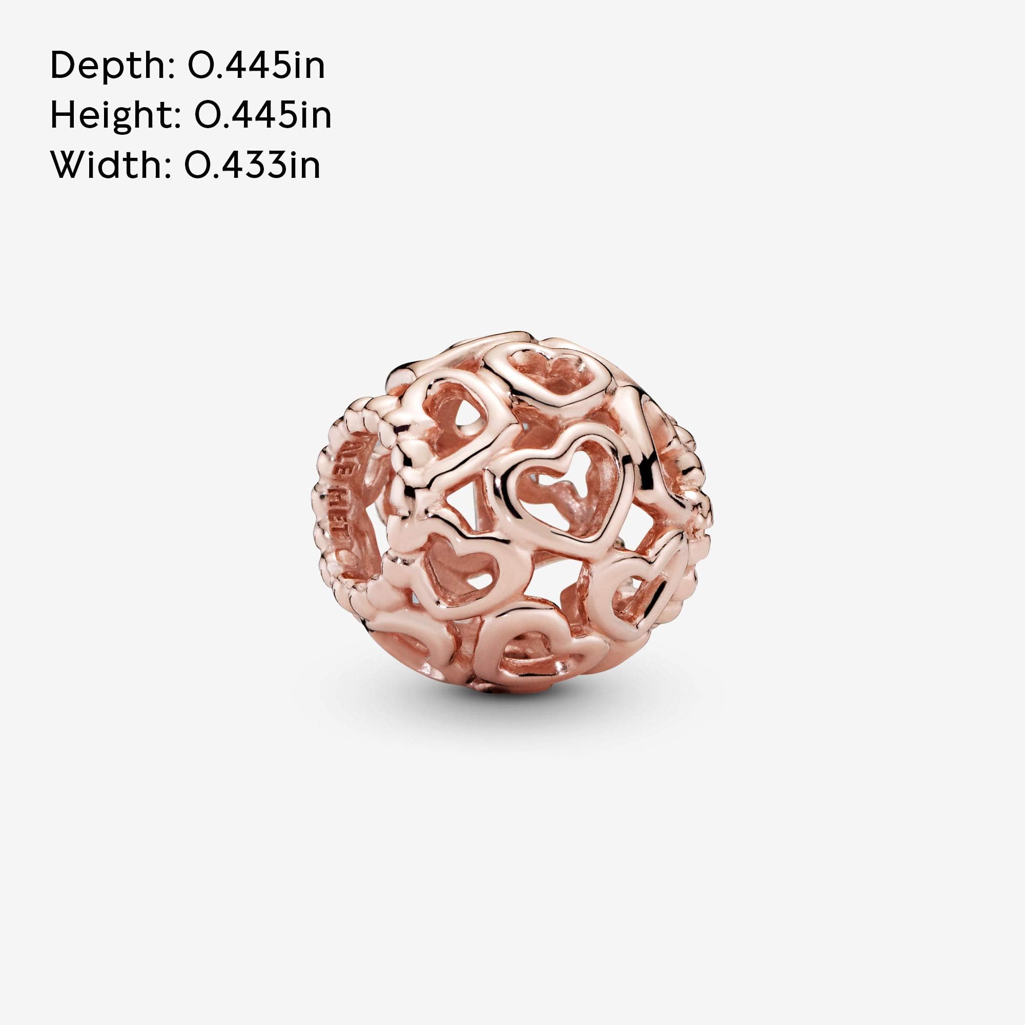 PANDORA Hearts All Over Charm - Compatible with PANDORA Moments - 14k Rose Gold-Plated - Gift for Her - Jewelry for Women with Gift Box