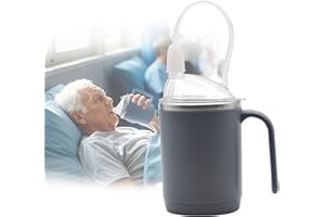 ACUDUDOMA Adult Spill Proof Cup for Elderly, 3 in 1 Stainless Steel Sippy Cup with 2 Straw and 2 Spouts, Suitable for Seniors Disabled Patients Limited Mobility, 15 OZ