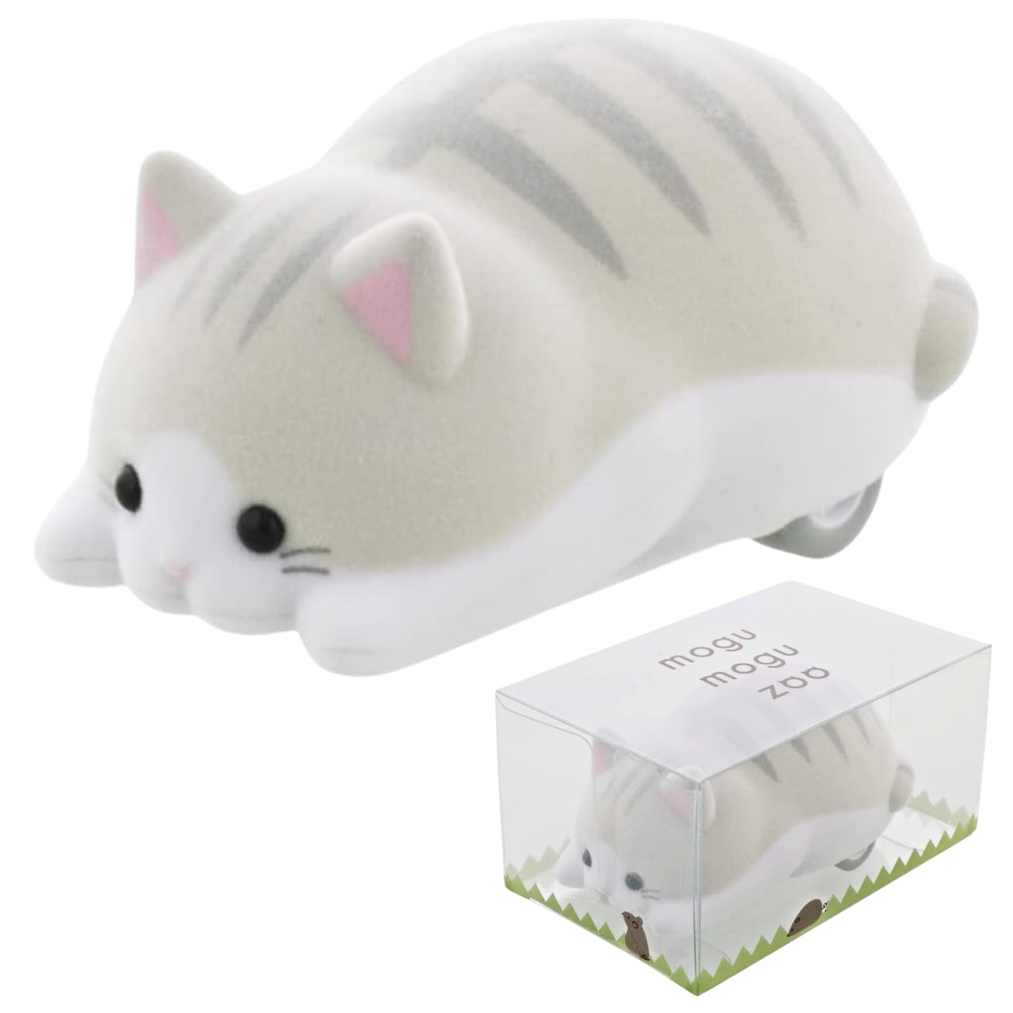 Sun-Star Mogu Mogu Zoo Cat-Shaped Tabletop Cleaner Portable Manual Cleaner Mini Table Dust Sweeper Great Gift, Silver Tabby S8902356 (Authentic Hologram for US and EU Only)