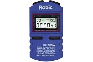 Robic; Developed, Sold and Shipped in America; 12 Memory Recall Professional Quality Stopwatch, takes 199 readings, Easy to Use, Easy to Read-Royal Blue