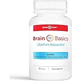 Brain Basics Ultra Pure Astaxanthin - 12mg AstaZine with 6mg Vitamin E. Non-GMO, Gluten Free Astaxanthin Supplements for Memory, Focus and Clarity - 60 Softgels