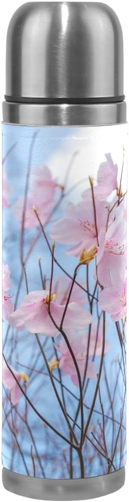 Amazon Vawa 水筒 500ml おしゃれ 真空断熱 桜 花柄 おしゃれ きれい 魔法瓶 保温保冷 ワンタッチ ウォーターボトルステンレス おしゃれ 軽量 プレゼント用 水筒 マグボトル オンライン通販