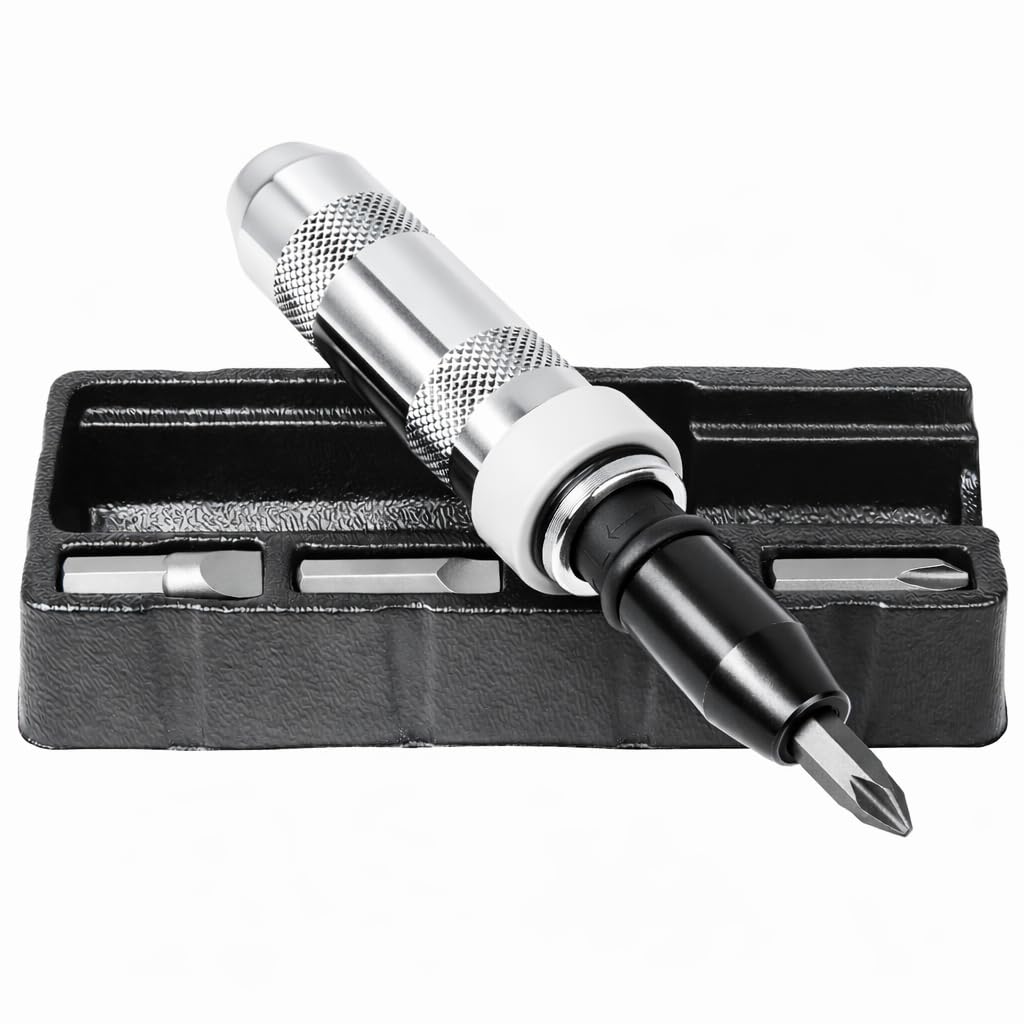 Powerbuilt 1/2 Inch Drive Impact Driver Set Extractor Tool, Slotted or Phillips Screwdriver Bits, Remove Rusted, Damaged Screws - 648002