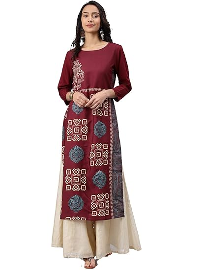 Crepe Digital Printed Kurti(VPK1617A_Marron_Free Size)