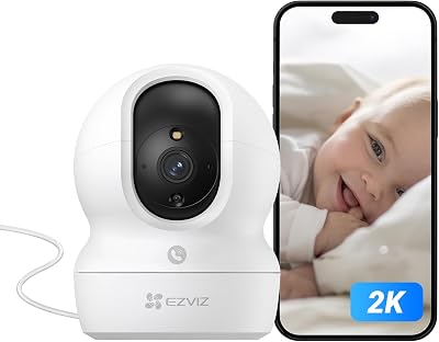 Telecamera Wi-Fi Interno 2K, Videocamera Sorveglianza 3MP per animali e bambini, Motorizzata a 360°, Audio a due vie, Funziona Alexa, Avvisi movimento, Visione notturna, Modello CP1