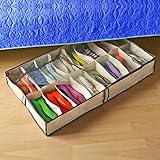 Zuitcase Under the Bed Shoe Storage Organizer with Zippered Clear Cover (Holds 12 Pair)
