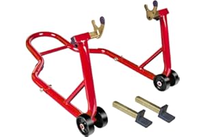 Motorcycle Stand 500Lbs Swingarm Spool Paddock Stand, Rear Combo Wheel Lift Stand for Sport Bike Red