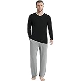 NACHILA Pajamas for Men-Viscose Made from Bamboo,Long Sleeve Pj Set Comfy Sleepewear V Neck Pajama with Pants