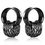 Twolobes 2 PCS Black Ear Gauges With 10 twisty nose