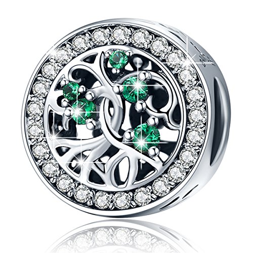 BAMOER Tree of Life Charms 925 Sterling Silver Tree Charms Beads Pendants Fit for Bracelet Necklace Perfect Gift fro Her