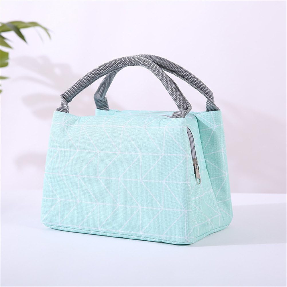 Poluka 1 Piece Cute Lunch Bag Insulation Bag For Hot and Cold Food Waterproof Oxford Cloth Lunch Bag For Kids and Adults Portable Make-Up Bag(Light Blue Green)