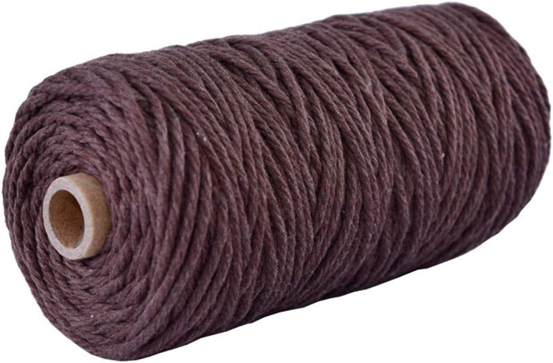 Vivianbuy Coffee 3mm/4mm Dia 328ft Macrame Cotton Cord Twist Macrame String Soft Macrame Rope for Handmade Plant Hanger Craft Making and DIY Projects