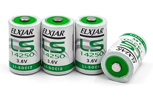 elxjar (4-Pack) LS-14250 1/2 AA 3.6V Lithium Battery (Non-Rechargeable) for Saft, Eternacell, Modicon, and Radio Shack - Replacement for TL-5101, ER14250, 6135-01-435-4921