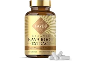 GGTJ Kava Kava Capsules, High Concentration Kava Root Extract Supplement for for Relaxation and Immune Support, Vegan & Non-GMO, 120 Capsules