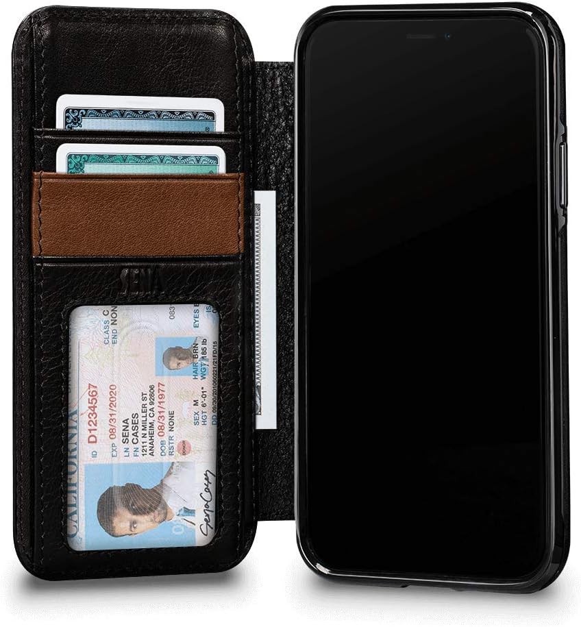 Deen Wallet Book Leather Case iPhone Xs Max (6.5 inch) - Wireless Charging Compatible - Black