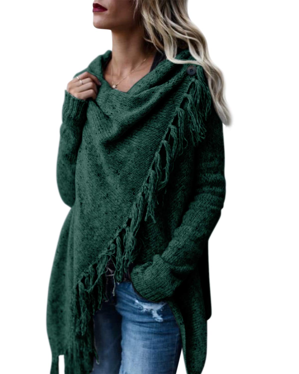 Womens Cardigans Long Sleeve Knitted Jumper Waterfall Cardigan