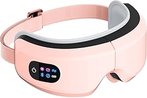 TLINNA Eye Massager with Airbag Kneading,Constant Temperature Hot Compress, Multi-Frequency Vibration and Bluetooth Music (Large, Pink)