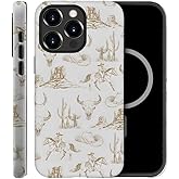 TnXee Case Compatible with iPhone 16 Pro Max,Compatible with MagSafe,Fall Prevention Hybrid 2-Layer Hard Shell Cases for Girls Boys,French Brown Western Cowboy